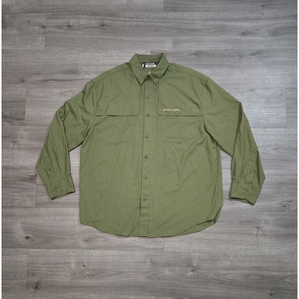 Southern Legends Shirt Men's Large Green Dri-Fit Outdoor Vented Fishing Guide